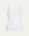 Another Tomorrow Scoop-neck Jersey Tank Top In White