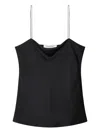 Another Tomorrow Slip-on Silk Top In Black