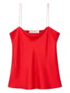 Another Tomorrow Silk Camisole Top In Red