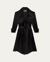 Shop Another Tomorrow Soft Satin Belted Long Trench Coat In Black