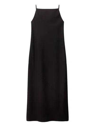 Another Tomorrow Square-neck Slip Dress In Black
