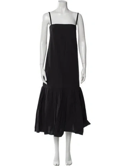 Pre-owned Another Tomorrow Square Neckline Long Dress In Gray