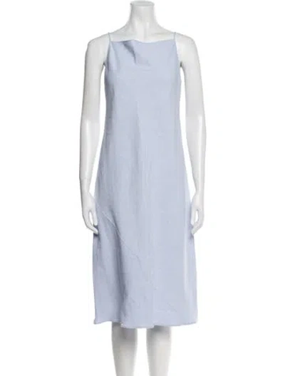 Pre-owned Another Tomorrow Square Neckline Midi Length Dress In Blue