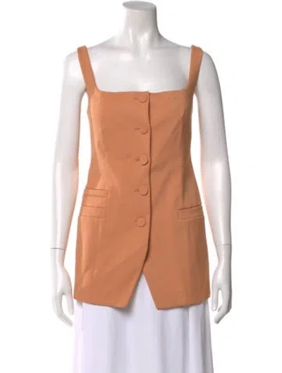 Pre-owned Another Tomorrow Square Neckline Sleeveless Top W/ Tags In Orange