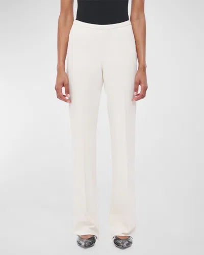 Another Tomorrow Straight Leg Jersey Trousers In Vanilla