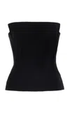 Another Tomorrow Stretch-wool Bustier Top In Black
