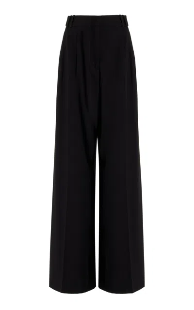 Another Tomorrow Stretch-wool Pants In Black