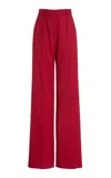 Another Tomorrow Stretch-wool Wide-leg Pants In Red