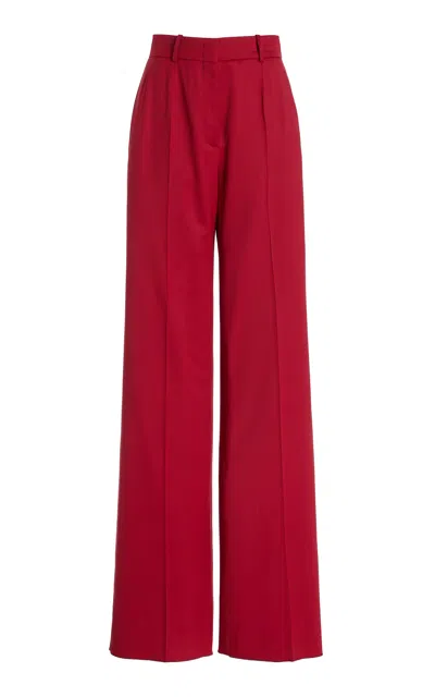 Another Tomorrow Stretch-wool Wide-leg Pants In Red