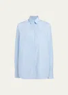 Another Tomorrow Stripe Oversized Mens Button Down Shirt In Blue Stripe