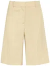 Another Tomorrow Tailored Wide-leg Bermuda Shorts In Neutral