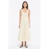 Another Tomorrow Flared Cotton Midi Dress In Off White