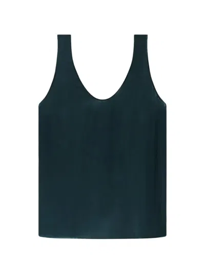 Another Tomorrow Tank Satin Cocoon Blouse In Green