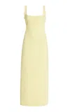 ANOTHER TOMORROW TIE-BACK CREPE SHEATH MIDI DRESS