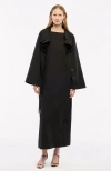 Another Tomorrow Button-sleeve Tie Bolero Jacket In Black