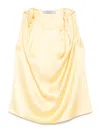 Another Tomorrow Twist Shoulder Top In Gold