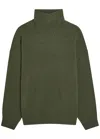 Another Tomorrow Turtle-neck Cashmere And Wool-blend Jumper In Green