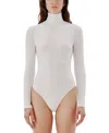 Another Tomorrow Long-sleeve Turtleneck Bodysuit In White