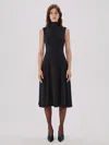 Another Tomorrow Turtleneck Flare Dress In Black