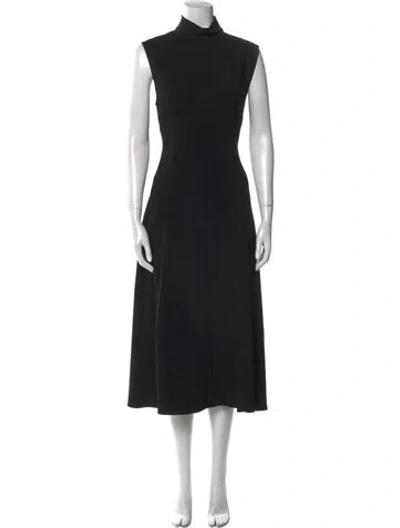 Pre-owned Another Tomorrow Turtleneck Long Dress In Black