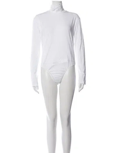 Pre-owned Another Tomorrow Turtleneck Long Sleeve Bodysuit W/ Tags In White