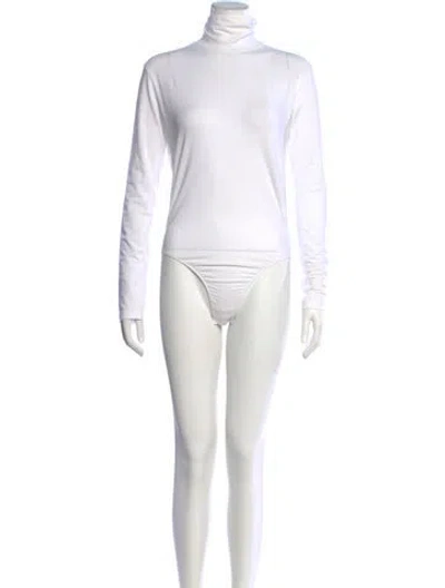 Pre-owned Another Tomorrow Turtleneck Long Sleeve Bodysuit In White