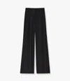Another Tomorrow Pleated Wide Leg Wool Trousers In Black