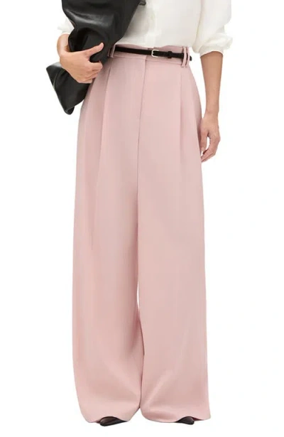 Another Tomorrow Twill Pleated Trouser In Pink