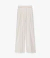 Another Tomorrow Pleated Wide Leg Wool Trousers In Vanilla