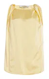 Another Tomorrow Twisted Satin Top In Yellow