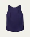 Another Tomorrow Twisted-shoulder Satin Tank Top In Indigo
