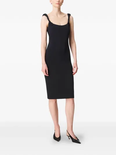 Another Tomorrow Twist-strap Midi Dress In Black