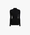 Another Tomorrow Variegated Rib Turtleneck In Black