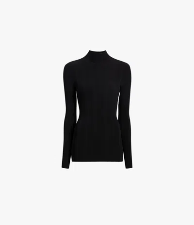 Another Tomorrow Variegated Rib Turtleneck In Black