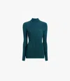 Another Tomorrow Variegated Rib High-neck Top In Petrol
