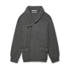 Another Tomorrow Varsity Cardigan In Grey Melange