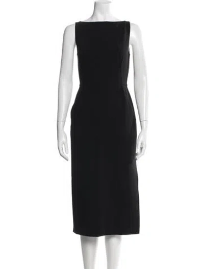 Pre-owned Another Tomorrow Virgin Wool Knee-length Dress In Black