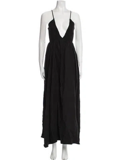 Pre-owned Another Tomorrow Virgin Wool Long Dress In Black