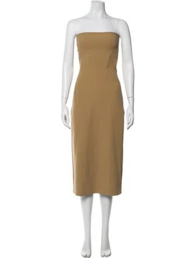Pre-owned Another Tomorrow Virgin Wool Midi Length Dress In Neutral
