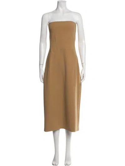 Pre-owned Another Tomorrow Virgin Wool Midi Length Dress In Neutrals