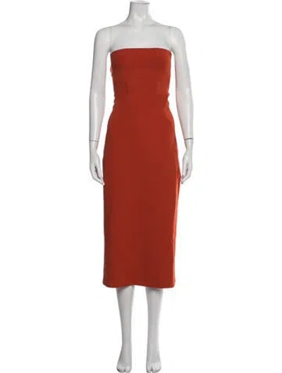 Pre-owned Another Tomorrow Virgin Wool Midi Length Dress In Orange