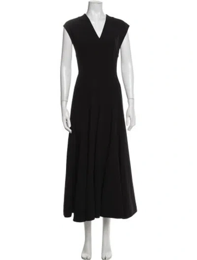 Pre-owned Another Tomorrow Virgin Wool Midi Length Dress W/ Tags In Black