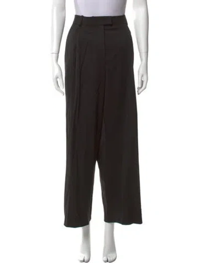 Pre-owned Another Tomorrow Virgin Wool Straight Leg Pants In Black