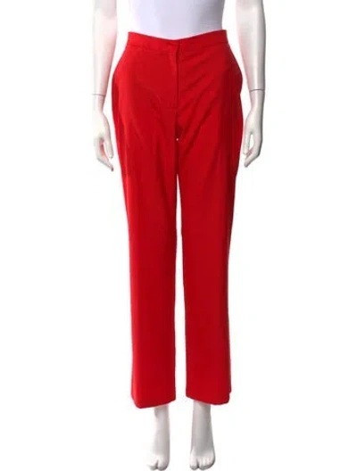 Pre-owned Another Tomorrow Virgin Wool Straight Leg Pants In Red