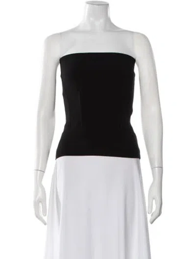 Pre-owned Another Tomorrow Virgin Wool Strapless Top In Black