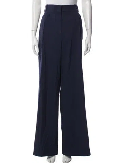 Pre-owned Another Tomorrow Virgin Wool Wide Leg Pants In Blue