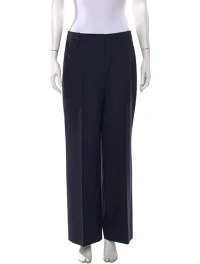 Pre-owned Another Tomorrow Virgin Wool Wide Leg Pants In Blue