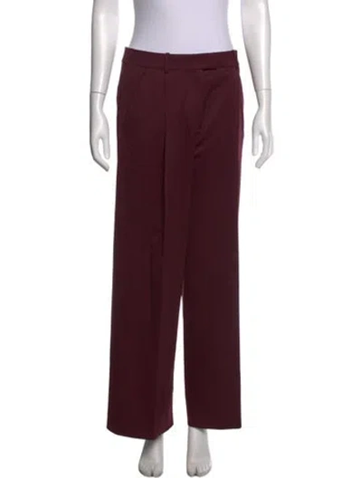 Pre-owned Another Tomorrow Virgin Wool Wide Leg Pants In Burgundy