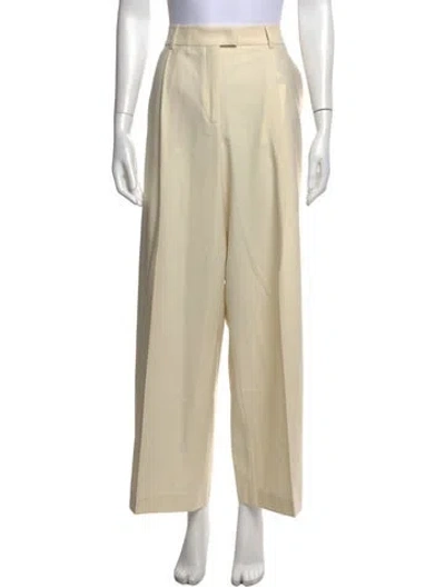 Pre-owned Another Tomorrow Virgin Wool Wide Leg Pants In Neutrals