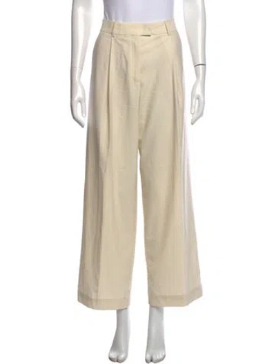 Pre-owned Another Tomorrow Virgin Wool Wide Leg Pants In Neutrals